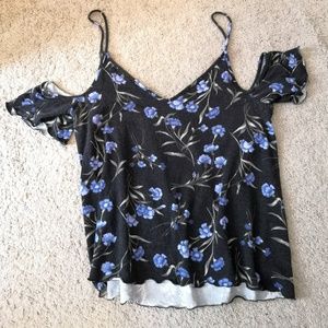 Black and purple floral off the shoulder top